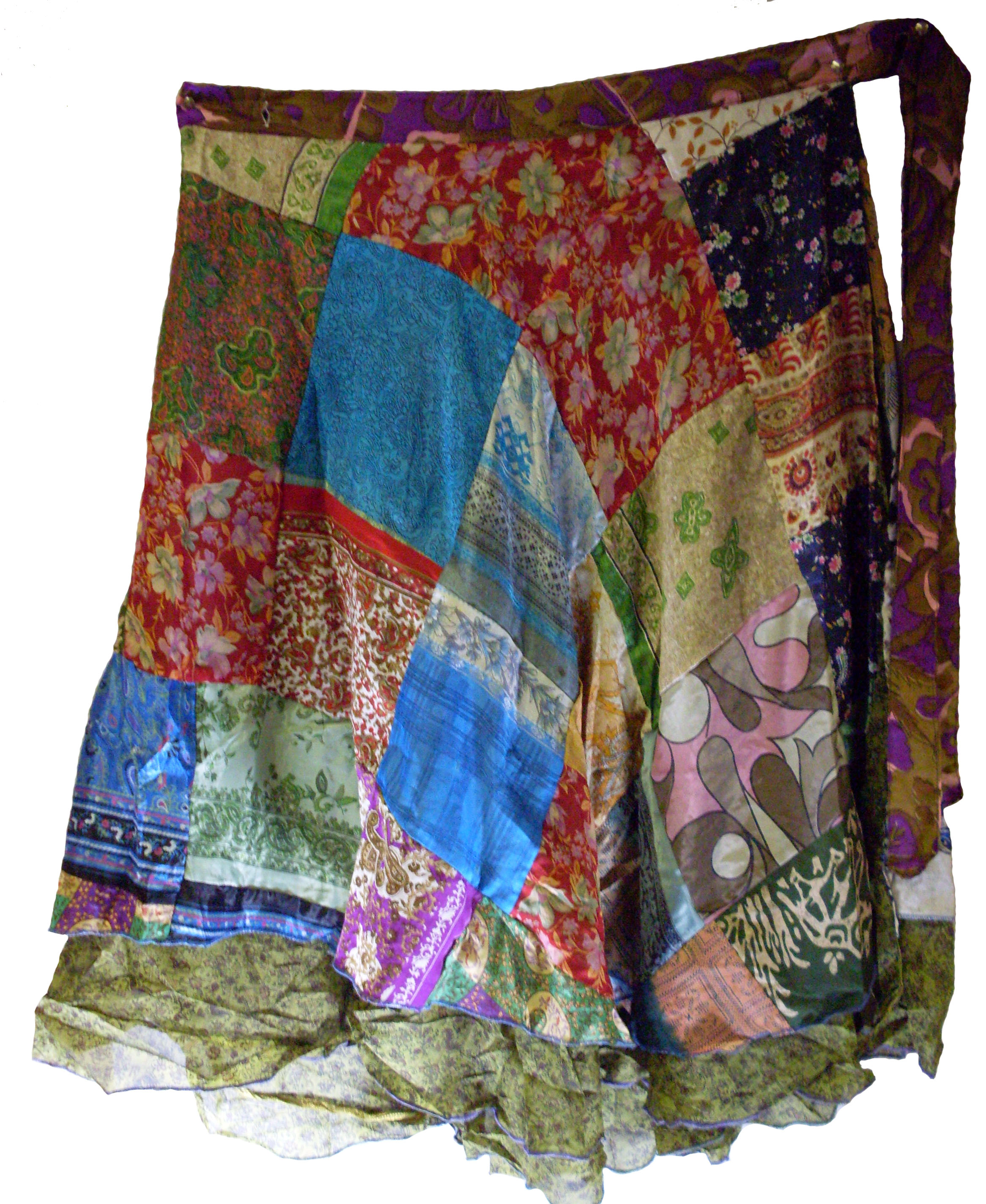 WRAP SKIRT WITH GATHERED PANELS PATCHWORK ALCHEMY